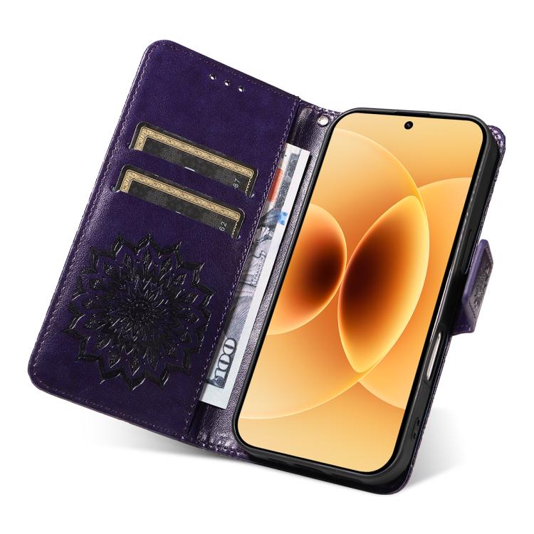 For Xiaomi 17 Embossed Sunflower Pattern Flip Leather Phone Case