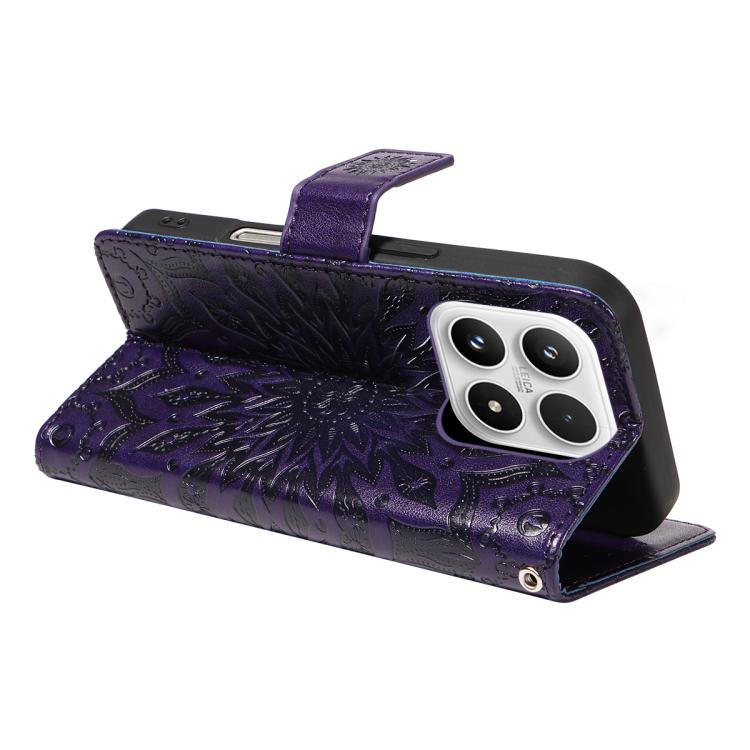 For Xiaomi 17 Embossed Sunflower Pattern Flip Leather Phone Case