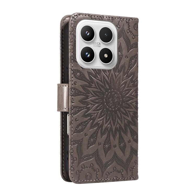 For Xiaomi 17 Embossed Sunflower Pattern Flip Leather Phone Case
