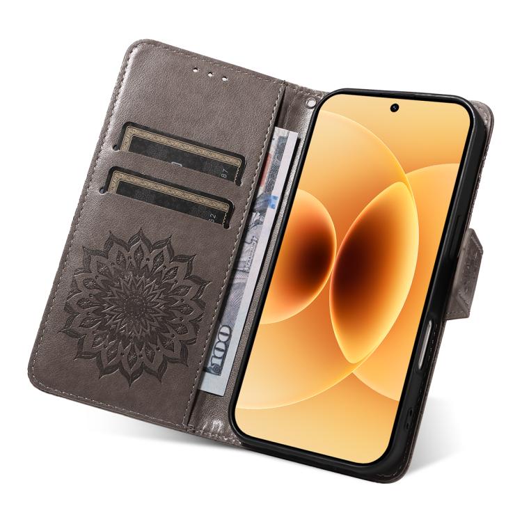 For Xiaomi 17 Embossed Sunflower Pattern Flip Leather Phone Case