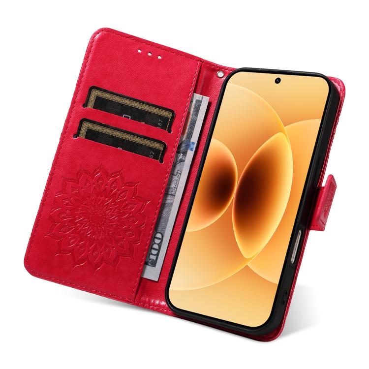For Xiaomi 17 Embossed Sunflower Pattern Flip Leather Phone Case