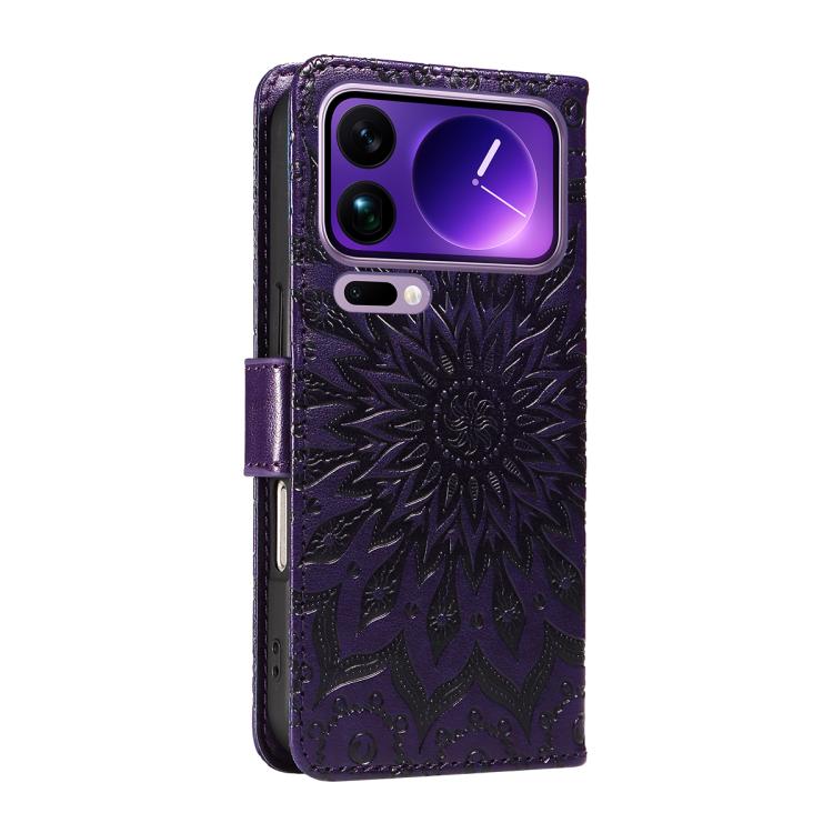 For Xiaomi 17 Pro Max Embossed Sunflower Pattern Flip Leather Phone Case