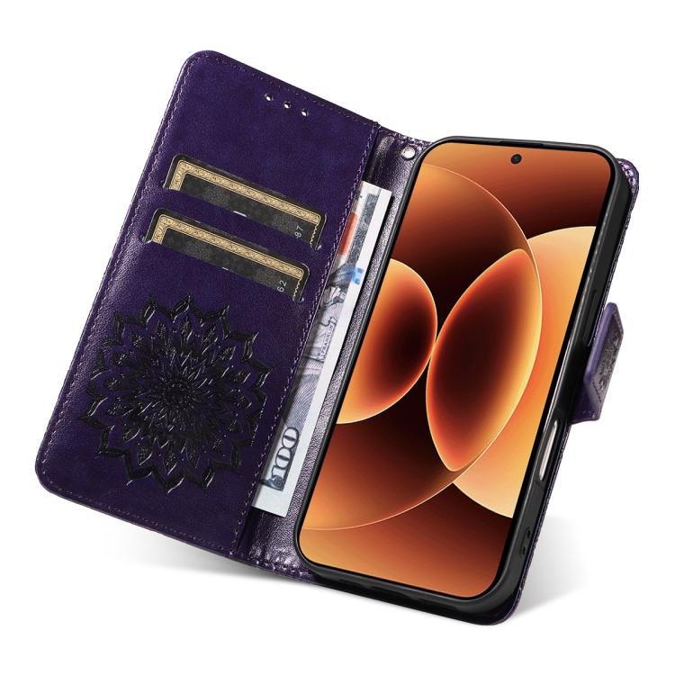 For Xiaomi 17 Pro Max Embossed Sunflower Pattern Flip Leather Phone Case