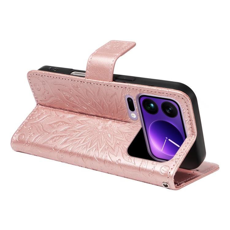 For Xiaomi 17 Pro Max Embossed Sunflower Pattern Flip Leather Phone Case