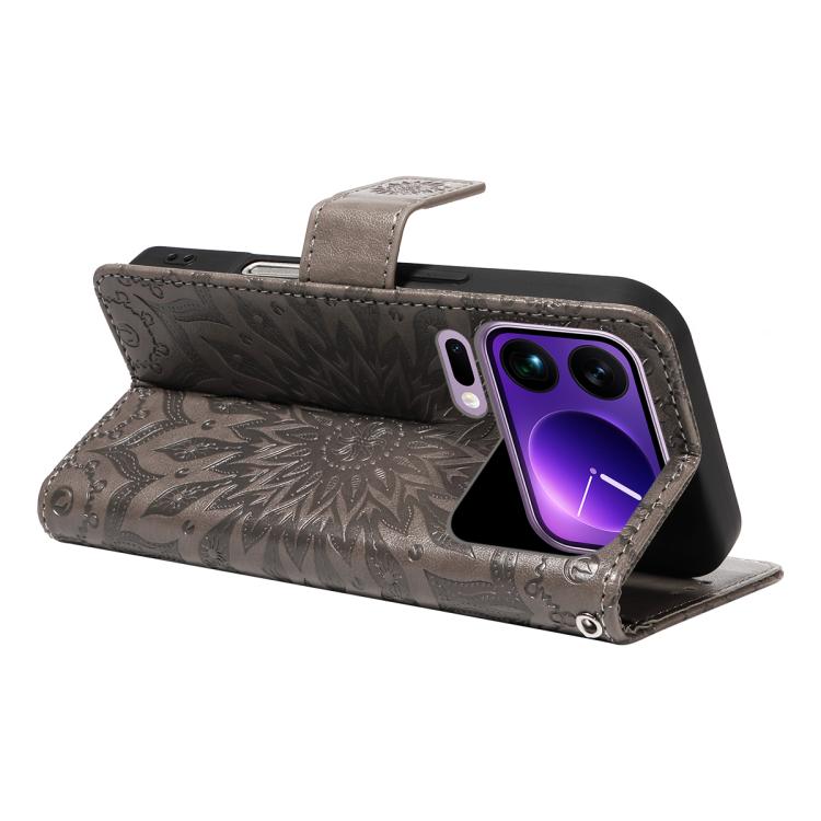 For Xiaomi 17 Pro Max Embossed Sunflower Pattern Flip Leather Phone Case