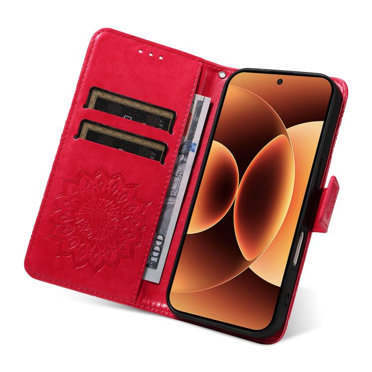 For Xiaomi 17 Pro Max Embossed Sunflower Pattern Flip Leather Phone Case