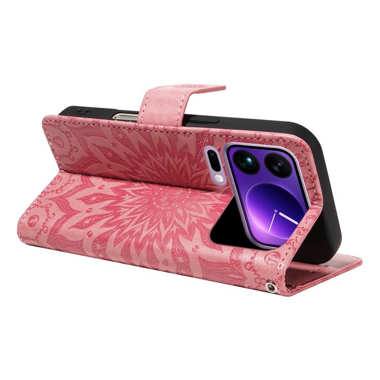 For Xiaomi 17 Pro Max Embossed Sunflower Pattern Flip Leather Phone Case