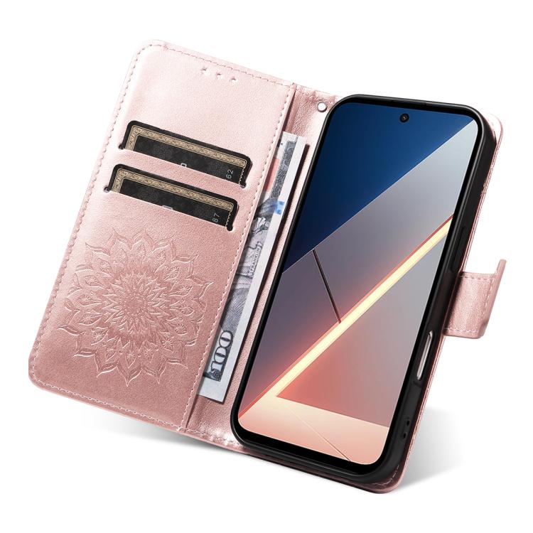 For Xiaomi Poco M7 4G 171mm Embossed Sunflower Pattern Flip Leather Phone Case