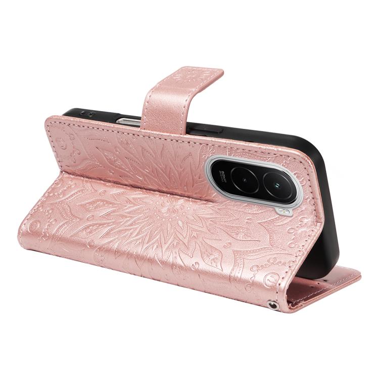 For Xiaomi Poco M7 4G 171mm Embossed Sunflower Pattern Flip Leather Phone Case