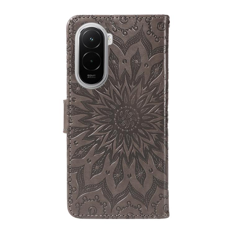 For Xiaomi Poco M7 4G 171mm Embossed Sunflower Pattern Flip Leather Phone Case