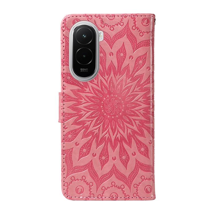 For Xiaomi Poco M7 4G 171mm Embossed Sunflower Pattern Flip Leather Phone Case