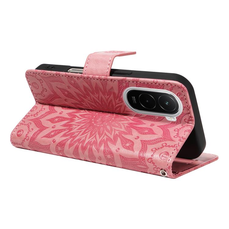For Xiaomi Poco M7 4G 171mm Embossed Sunflower Pattern Flip Leather Phone Case