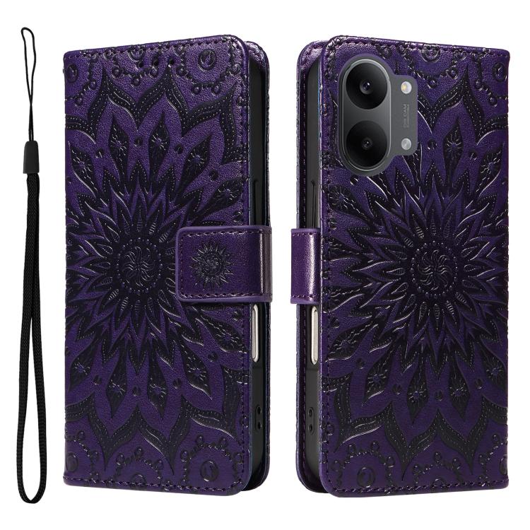 For Xiaomi Poco X8 Pro Max 5G Embossed Sunflower Pattern Flip Leather Phone Case