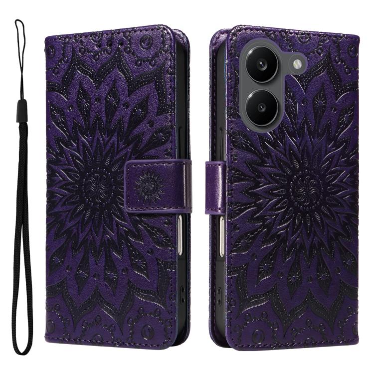 For Xiaomi Poco X8 Pro 5G Embossed Sunflower Pattern Flip Leather Phone Case