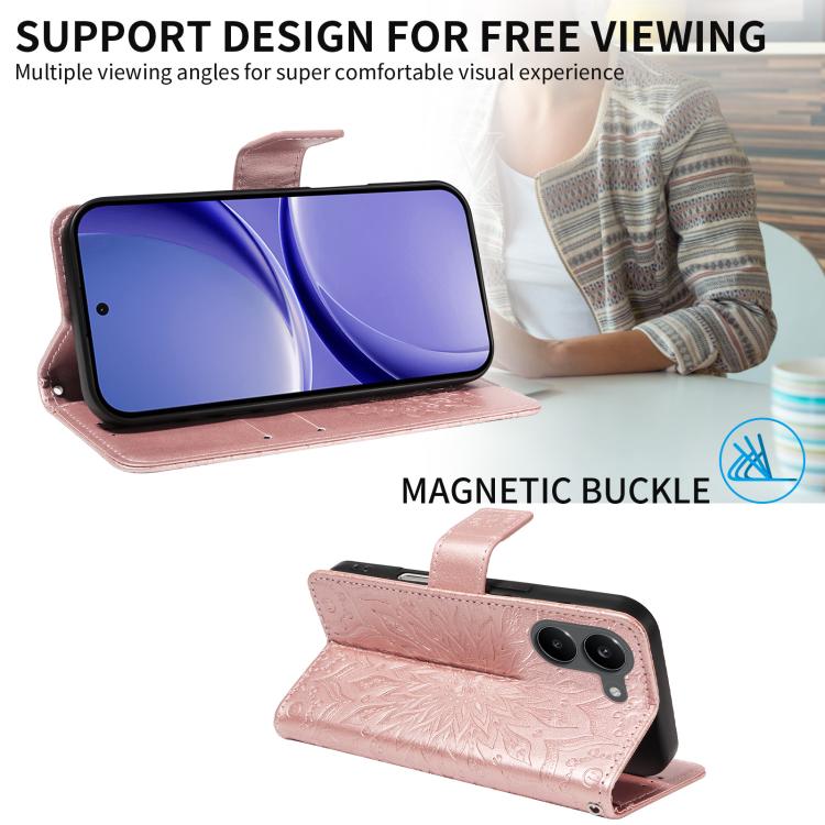 For Xiaomi Poco X8 Pro 5G Embossed Sunflower Pattern Flip Leather Phone Case
