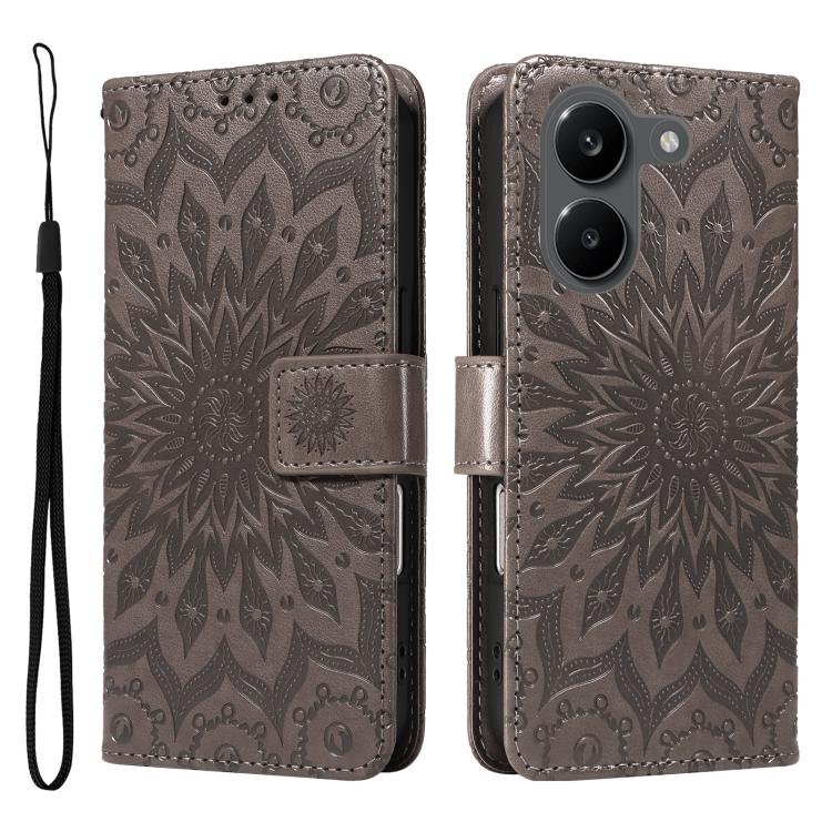 For Xiaomi Poco X8 Pro 5G Embossed Sunflower Pattern Flip Leather Phone Case