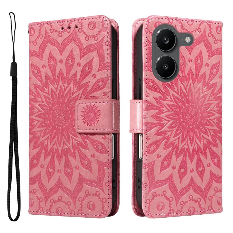 For Xiaomi Poco X8 Pro 5G Embossed Sunflower Pattern Flip Leather Phone Case