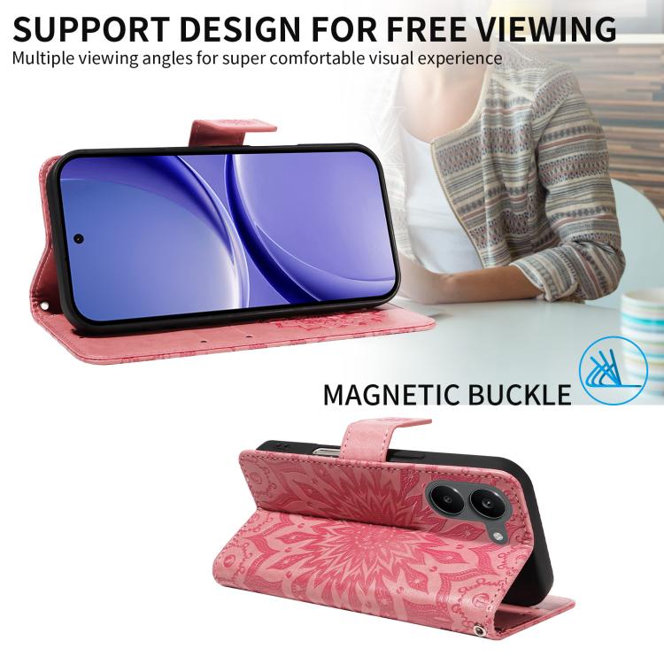 For Xiaomi Poco X8 Pro 5G Embossed Sunflower Pattern Flip Leather Phone Case