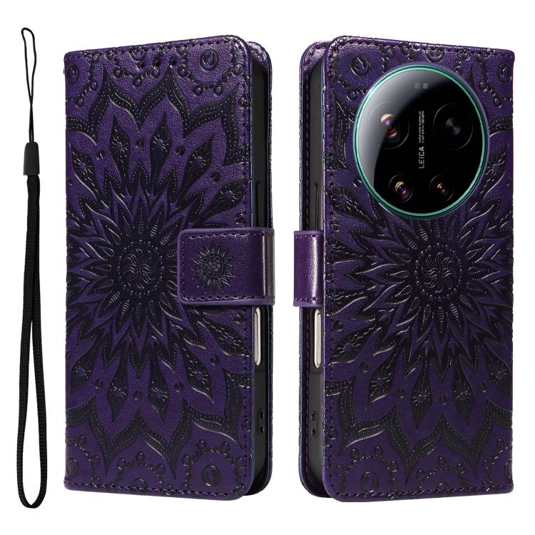 For Xiaomi 17 Ultra Embossed Sunflower Pattern Flip Leather Phone Case