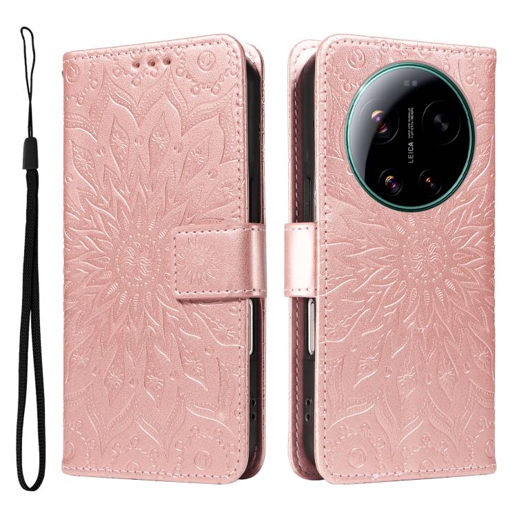 For Xiaomi 17 Ultra Embossed Sunflower Pattern Flip Leather Phone Case
