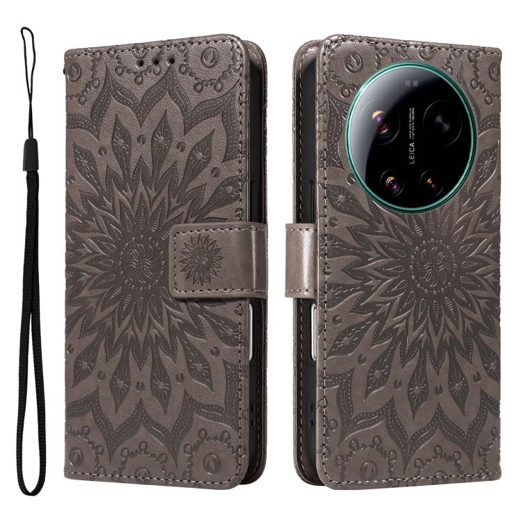For Xiaomi 17 Ultra Embossed Sunflower Pattern Flip Leather Phone Case