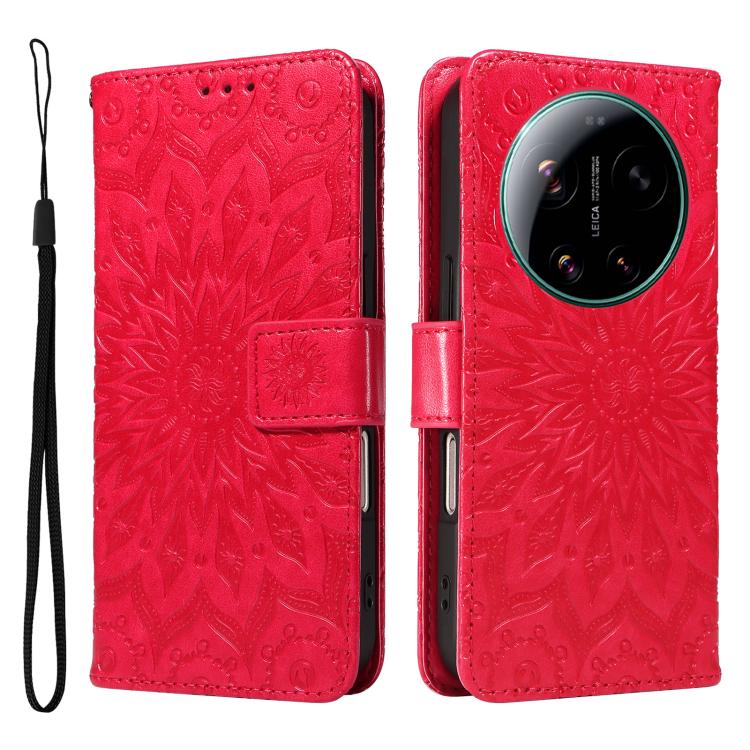 For Xiaomi 17 Ultra Embossed Sunflower Pattern Flip Leather Phone Case