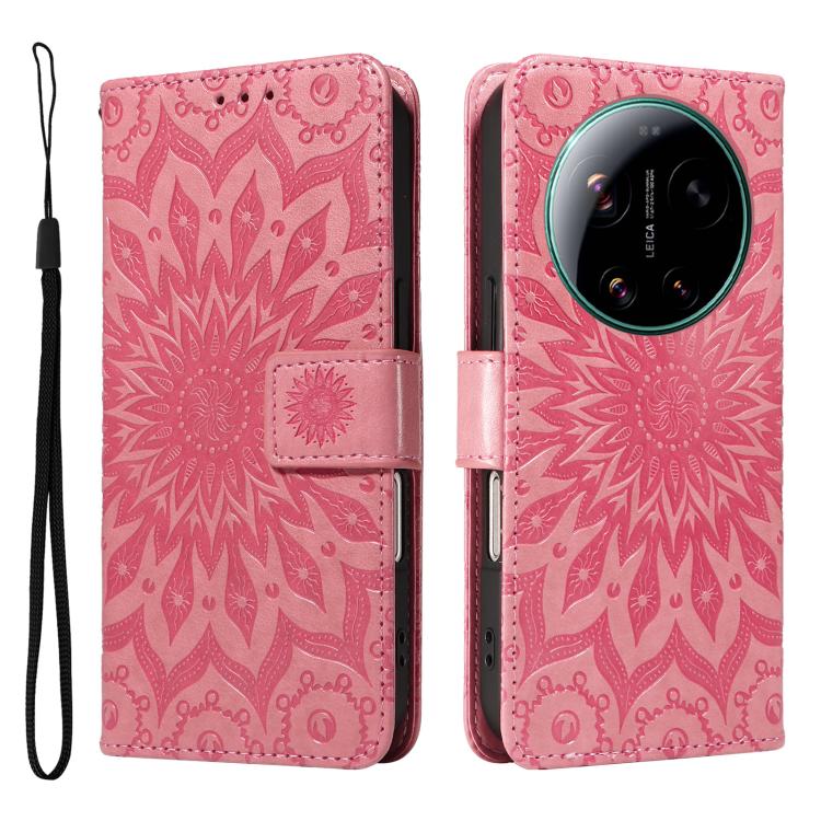 For Xiaomi 17 Ultra Embossed Sunflower Pattern Flip Leather Phone Case