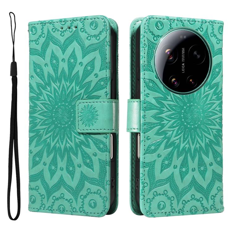 For Xiaomi 17 Ultra Embossed Sunflower Pattern Flip Leather Phone Case