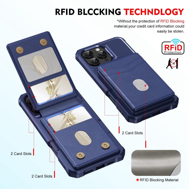 For iPhone 16 Pro Max 2-in-1 Magnetic Wallet MagSafe Leather Back Phone Case