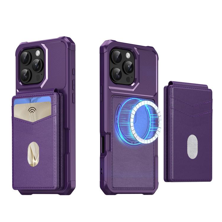 For iPhone 16 Pro Max 2-in-1 Magnetic Wallet MagSafe Leather Back Phone Case