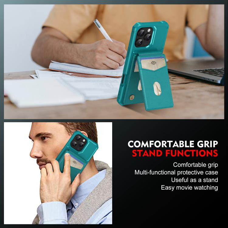 For iPhone 16 Pro 2-in-1 Magnetic Wallet MagSafe Leather Back Phone Case