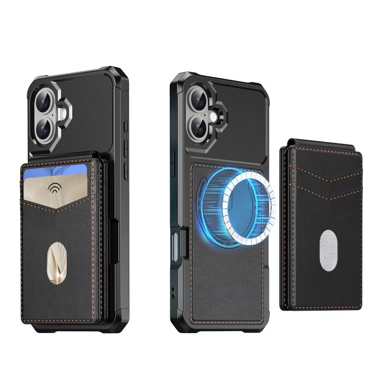 For iPhone 16 Plus 2-in-1 Magnetic Wallet MagSafe Leather Back Phone Case