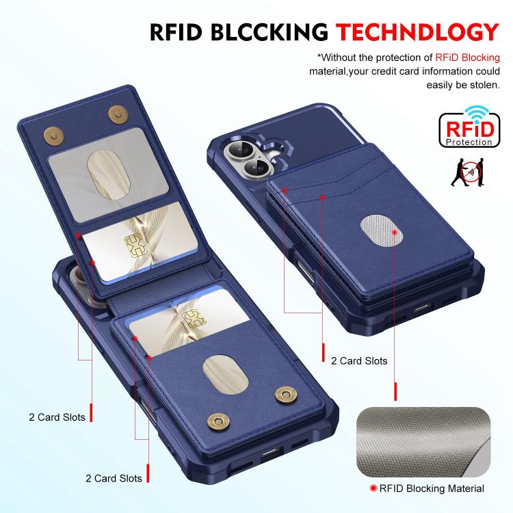 For iPhone 16 Plus 2-in-1 Magnetic Wallet MagSafe Leather Back Phone Case