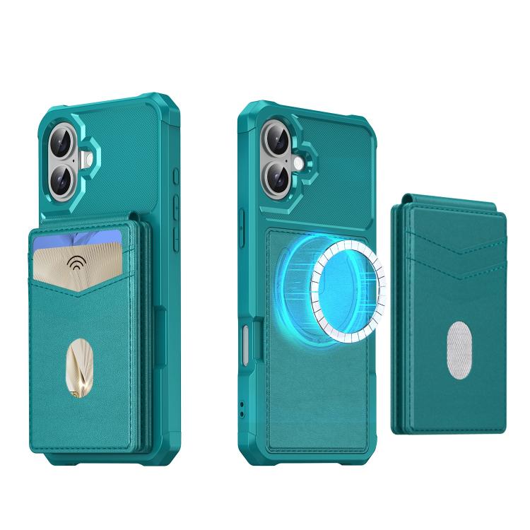 For iPhone 16 Plus 2-in-1 Magnetic Wallet MagSafe Leather Back Phone Case