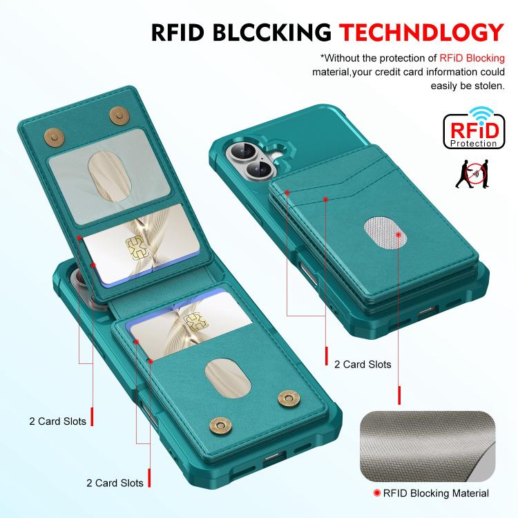For iPhone 16 Plus 2-in-1 Magnetic Wallet MagSafe Leather Back Phone Case