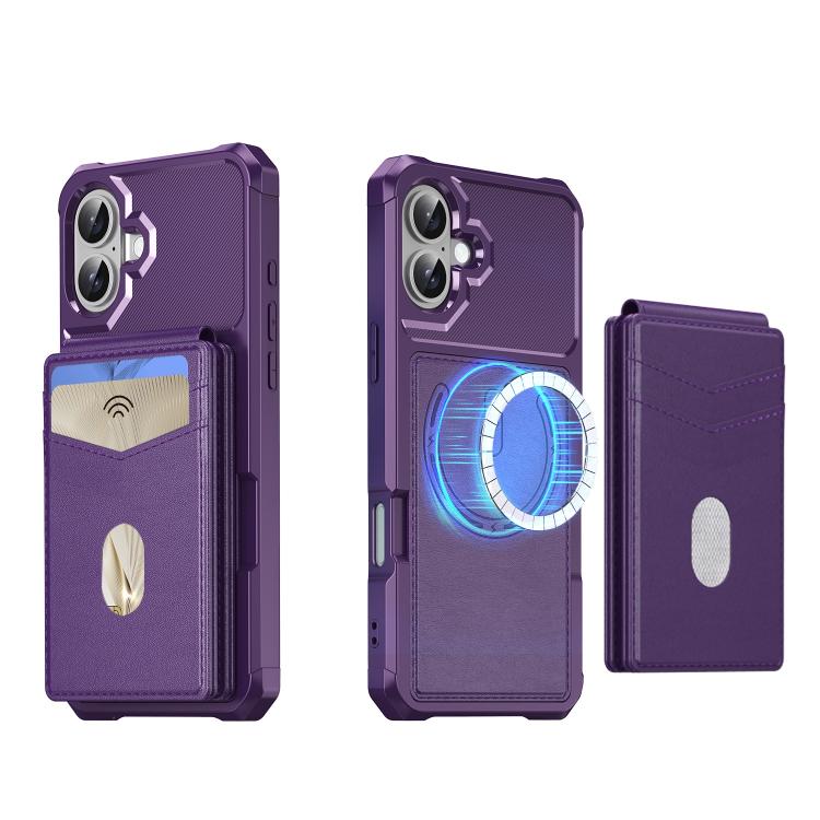 For iPhone 16 2-in-1 Magnetic Wallet MagSafe Leather Back Phone Case