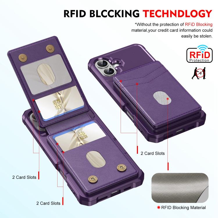 For iPhone 16 2-in-1 Magnetic Wallet MagSafe Leather Back Phone Case