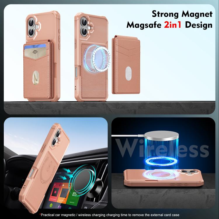 For iPhone 16 2-in-1 Magnetic Wallet MagSafe Leather Back Phone Case