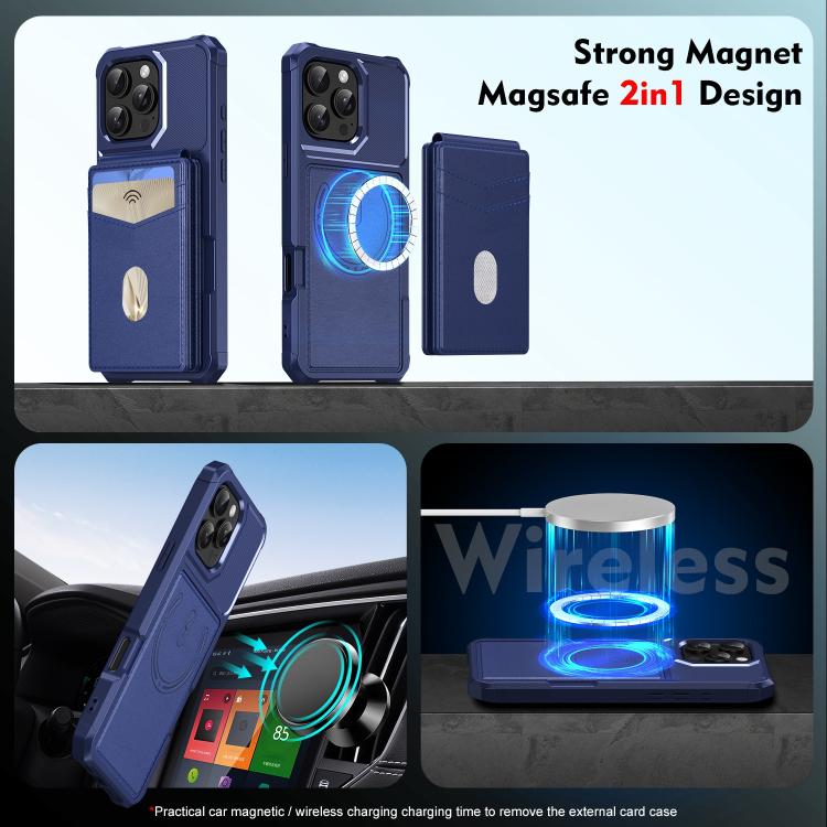 For iPhone 15 2-in-1 Magnetic Wallet MagSafe Leather Back Phone Case