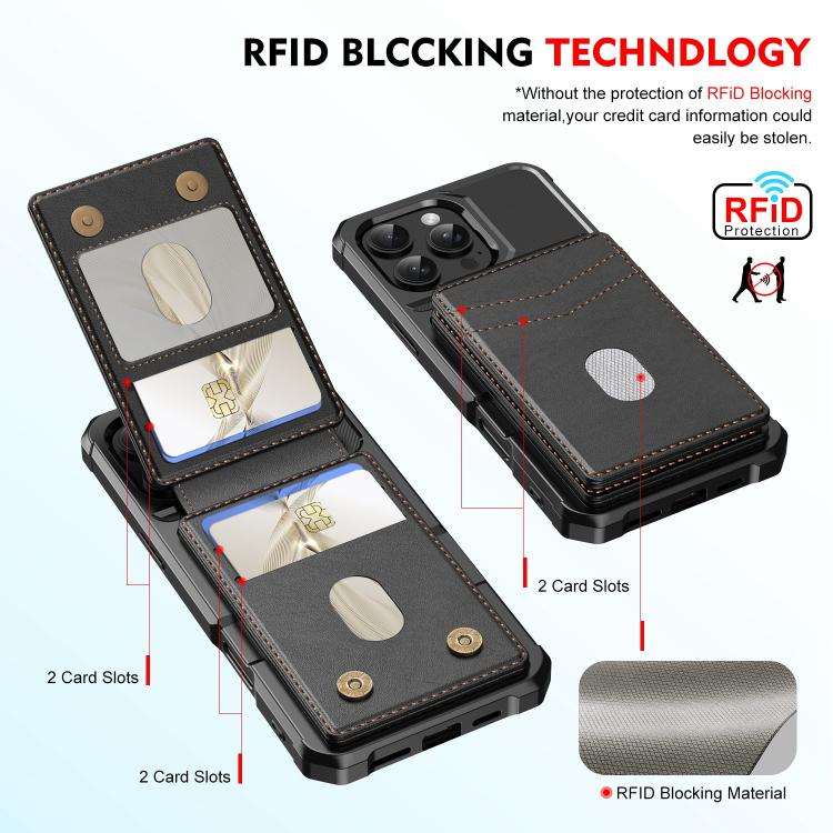 For iPhone 14 Pro 2-in-1 Magnetic Wallet MagSafe Leather Back Phone Case