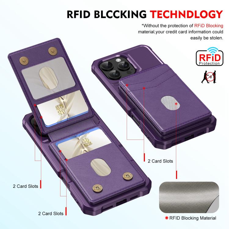 For iPhone 14 Pro Max 2-in-1 Magnetic Wallet MagSafe Leather Back Phone Case