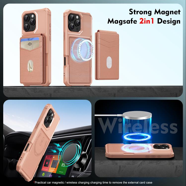 For iPhone 14 Pro Max 2-in-1 Magnetic Wallet MagSafe Leather Back Phone Case