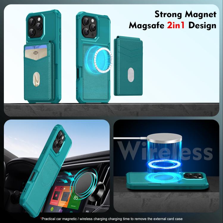 For iPhone 11 Pro Max 2-in-1 Magnetic Wallet MagSafe Leather Back Phone Case