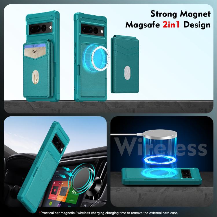 For Google Pixel 7a 2-in-1 RFID Wallet Magnetic MagSafe Leather Phone Case