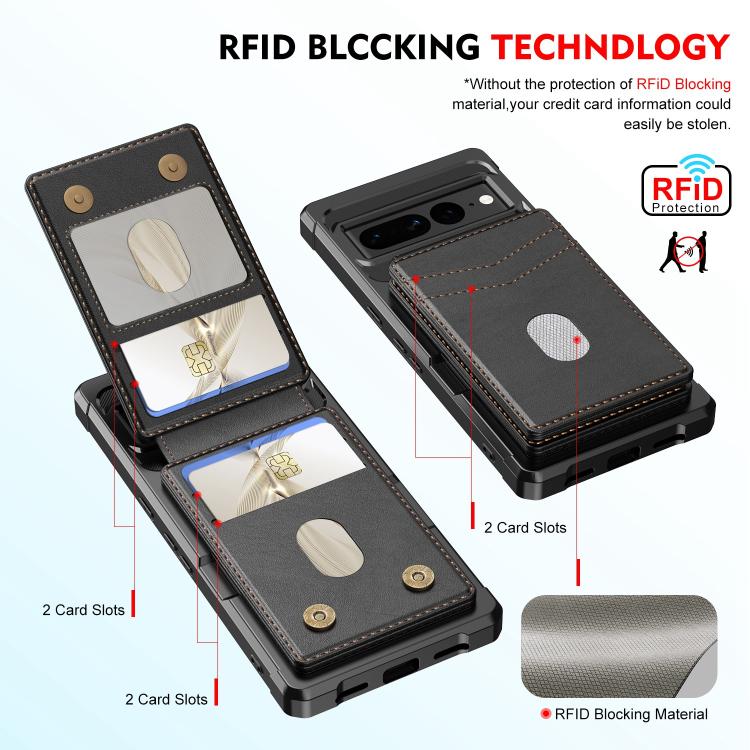 For Google Pixel 7 2-in-1 RFID Wallet Magnetic MagSafe Leather Phone Case
