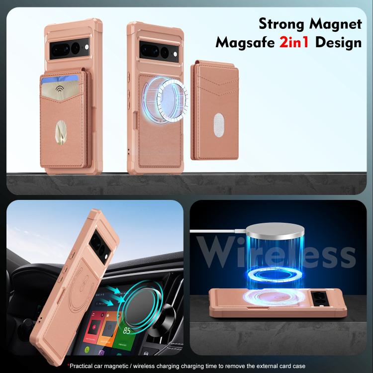 For Google Pixel 7 Pro 2-in-1 RFID Wallet Magnetic MagSafe Leather Phone Case