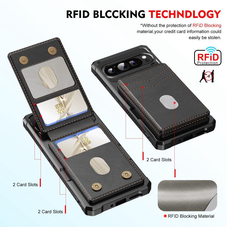For Google Pixel 9 / 9 Pro 2-in-1 RFID Wallet Magnetic MagSafe Leather Phone Case