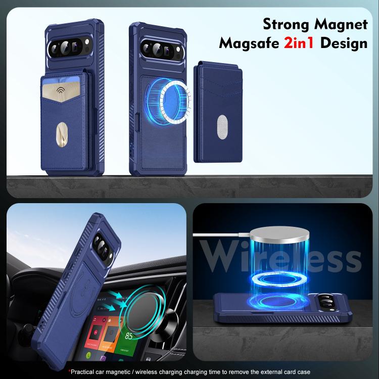 For Google Pixel 9 / 9 Pro 2-in-1 RFID Wallet Magnetic MagSafe Leather Phone Case