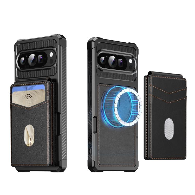 For Google Pixel 9 Pro XL 2-in-1 RFID Wallet Magnetic MagSafe Leather Phone Case