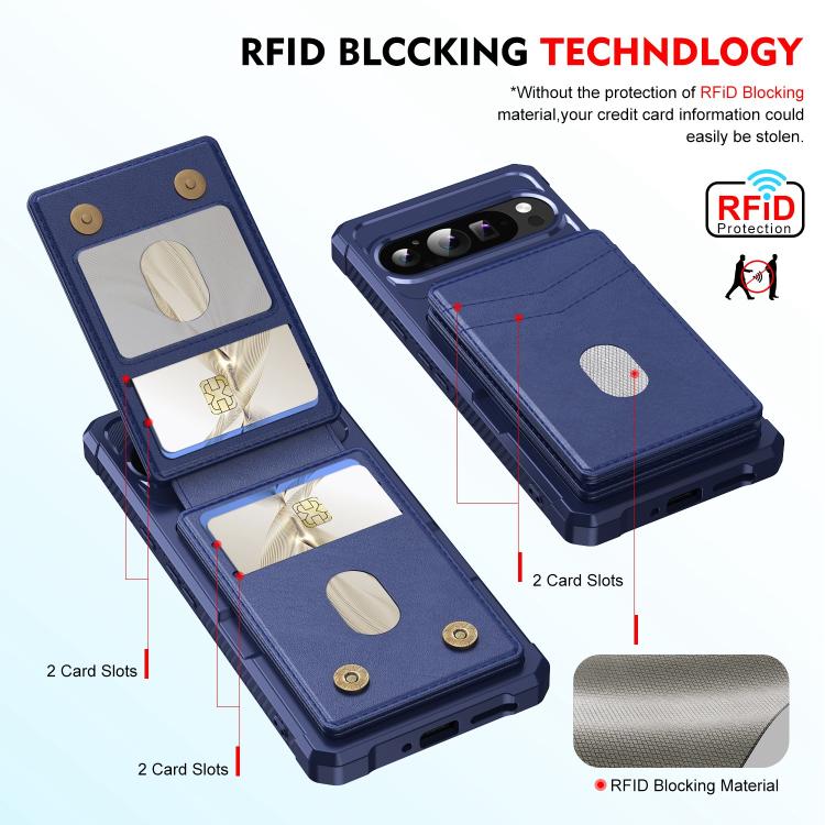 For Google Pixel 9 Pro XL 2-in-1 RFID Wallet Magnetic MagSafe Leather Phone Case